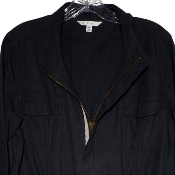 Cabi Womens Sz Medium Charcoal Weekend Moto Utility Jacket Full Zip Pockets 209 - Picture 2 of 7